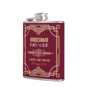 Art Deco Bruiloft Bruidsmeisje Goud Bourgondië Fav Heupfles (Links)