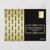 Art Deco Bruiloft Classy Goud Zwart RSVP Reactie Briefkaart (Achterkant)