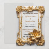 Art Deco Bruiloft Diamant wit en Gouden Folie Kaart (Voorkant / Achterkant)