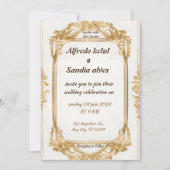 Art Deco Bruiloft Diamant wit en Gouden Folie Kaart (Voorkant)