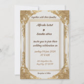 Art Deco Bruiloft Diamant wit en Gouden Folie Kaart (Voorkant)