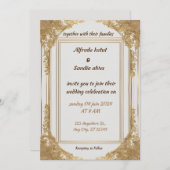 Art Deco Bruiloft Diamant wit en Gouden Folie Kaart (Voorkant / Achterkant)