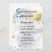 Art Deco Bruiloft Diamant wit en Gouden Folie Kaart (Voorkant / Achterkant)