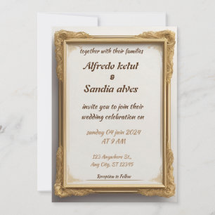 Art Deco Bruiloft Diamant wit en Gouden Folie Kaart