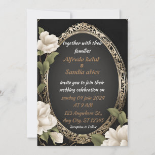 Art Deco Bruiloft Diamant zwart en Gouden Folie In Kaart