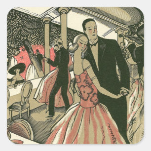 Art Deco Bruiloft, Eerste Dans van Jonggehuwden Vierkante Sticker