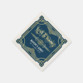 Art Deco Bruiloft Elegant Goud Blauw Gatsby Servet (Hoek)