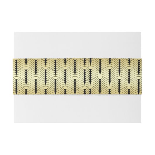 Art Deco Bruiloft Elegant Goud Zwart Groot Uitnodigingen Wikkel (Achterkant Voorbeeld)