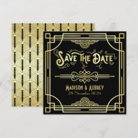 Art Deco Bruiloft Elegant Goud Zwart Grote Gatsby