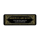 Art Deco Bruiloft Elegant Goud Zwart Retouradres Etiket (Voorkant)