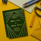 Art Deco Bruiloft Emerald Groen Goud Folie Uitnodiging