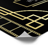 Art Deco Bruiloft Foto Booth Goud Zwart Feestbord Poster (Hoek)