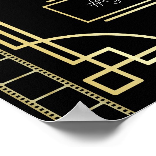 Art Deco Bruiloft Foto Booth Goud Zwart Feestbord Poster (Hoek)