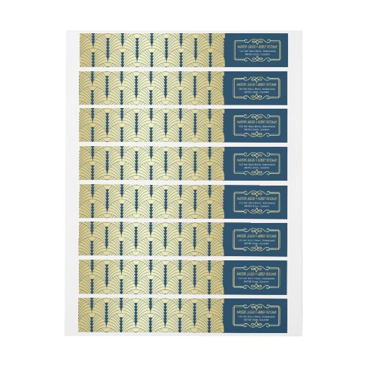 Art Deco Bruiloft Goud Blauw Elegant Gatsby (Vel)