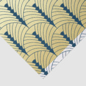 Art Deco Bruiloft Goud Blauw Palmetto Patroon Tissuepapier (Detail)