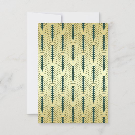 Art Deco Bruiloft Goud Donkergroen RSVP Reactie (Achterkant)