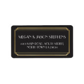 Art Deco Bruiloft Goud Retouradres Label Art (Voorkant)