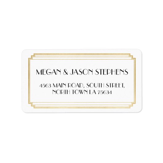 Art Deco Bruiloft Goud Retouradres Label Art (Voorkant)