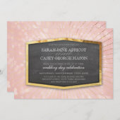 ART DECO BRUILOFT goud sunburst grijs bokeh koraal Kaart (Voorkant / Achterkant)