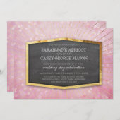 ART DECO BRUILOFT goud sunburst grijs bokeh roze Kaart (Voorkant / Achterkant)