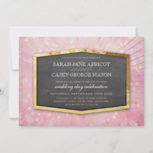 ART DECO BRUILOFT goud sunburst grijs bokeh roze Kaart