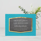 ART DECO BRUILOFT goud sunburst grijs turquoise bl Kaart (Staand voorkant)