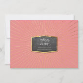 ART DECO BRUILOFT goud sunburst krijtbord koraal Kaart (Achterkant)