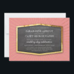 ART DECO BRUILOFT goud sunburst krijtbord koraal Kaart<br><div class="desc">OPMERKING - de gouden folie look is een gedrukt afbeelding Een geweldige gatsby, 1940's flapper stijl geïnspireerd uitnodigingsontwerp voor uw BRUILOFT of andere gebeurtenis, zoals een VERLOVING of SPECIAAL JUBILEUM. Wow je vrienden en familie met dit kleine nummer ;D Setup als een sjabloon het is eenvoudig voor u om uw...</div>
