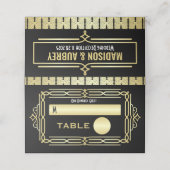 Art Deco Bruiloft Goud Zwart Elegant Instelling Es Plaatskaartje (Buitenkant ongevouwen)
