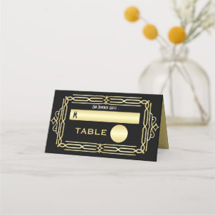 Art Deco Bruiloft Goud Zwart Elegant Instelling Es Plaatskaartje