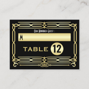 Art Deco Bruiloft Goud Zwart Elegant Instelling Es Plaatskaartje