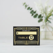 Art Deco Bruiloft Goud Zwart Elegant Instelling Es Plaatskaartje (Staand voorkant)