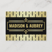 Art Deco Bruiloft Goud Zwart Elegant Instelling Es Plaatskaartje (Achterkant)