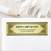 Art Deco Bruiloft Goud Zwart Elegant Retouradres Etiket (Insitu)