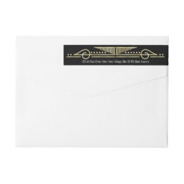 Art Deco Bruiloft Goud Zwart Gatsby Retouradres