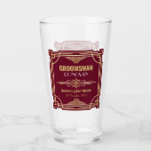 Art Deco Bruiloft Groomsman Goud Bourgogne Favor Glas (Voorkant)