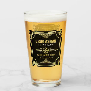 Art Deco Bruiloft Groomsman Goud Zwart Favor jaren Glas