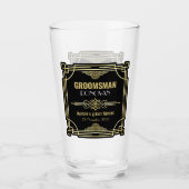 Art Deco Bruiloft Groomsman Goud Zwart Favor jaren Glas (Voorkant)
