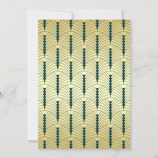Art Deco Bruiloft Grote Gatsby Elegant Goud Groen Kaart (Achterkant)