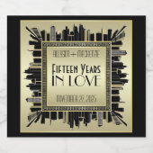 Art Deco Bruiloft Jubileum Mousserende Wijn Goud G Sparkling Wijnetiket (Enkel label)