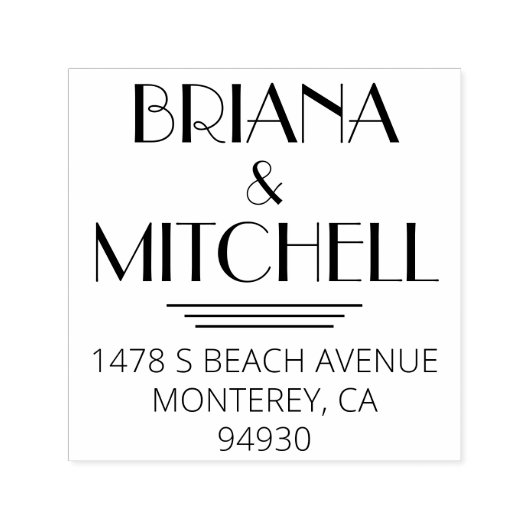 Art Deco bruiloft koppels of familie retour adres Zelfinktende Stempel (Design)