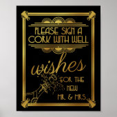 art deco bruiloft, kurk, welgewensen, gatsby poster (Voorkant)
