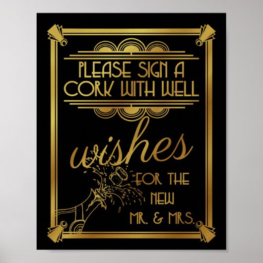 art deco bruiloft, kurk, welgewensen, gatsby poster (Voorkant)