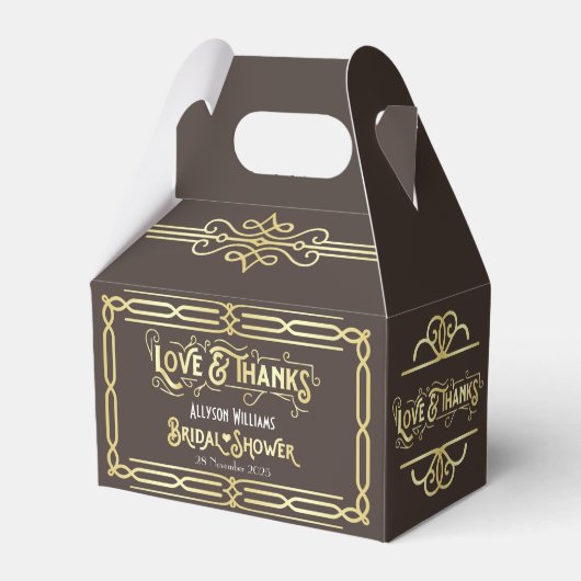 Art Deco Bruiloft Liefde & Bedankt Gouden Chocolad Bedankdoosjes (Voorkant Zijde)