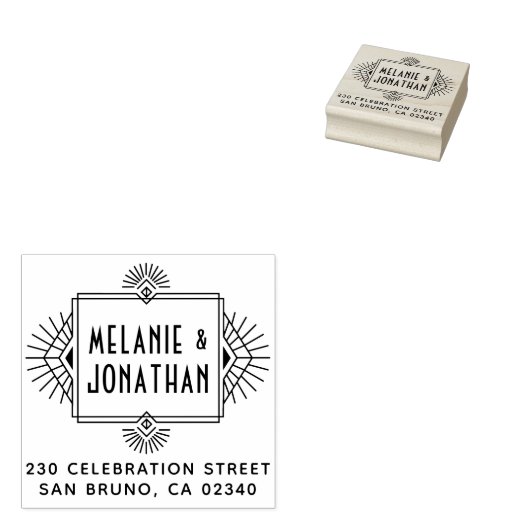 Art Deco Bruiloft Lijst Retouradres Rubberstempel (Gestempeld)