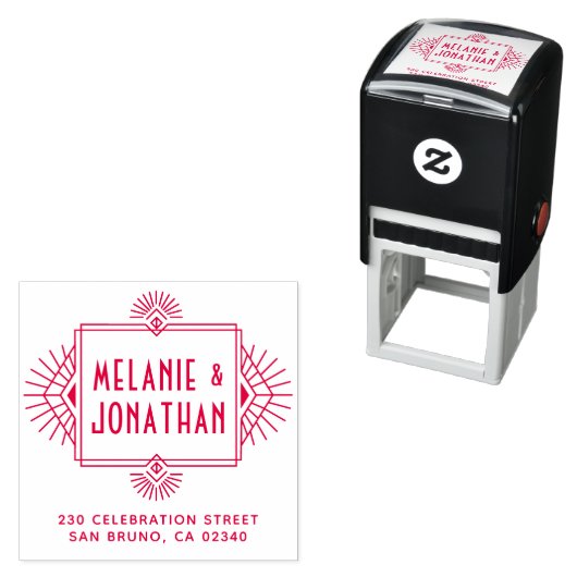 Art Deco Bruiloft Lijst Retouradres Zelfinktende Stempel (In situ)