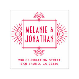 Art Deco Bruiloft Lijst Retouradres Zelfinktende Stempel