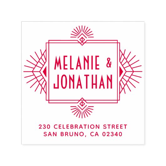 Art Deco Bruiloft Lijst Retouradres Zelfinktende Stempel (Design)