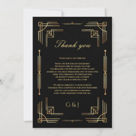 Art deco bruiloft luxe bruiloft bedankkaart