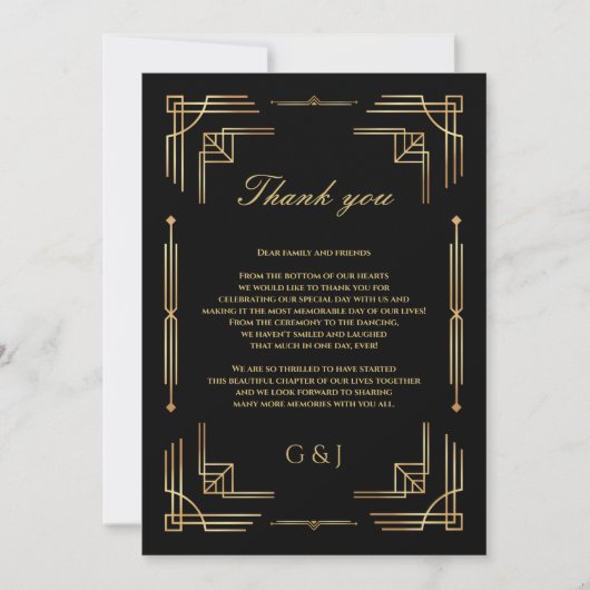 Art deco bruiloft luxe bruiloft bedankkaart (Voorkant)